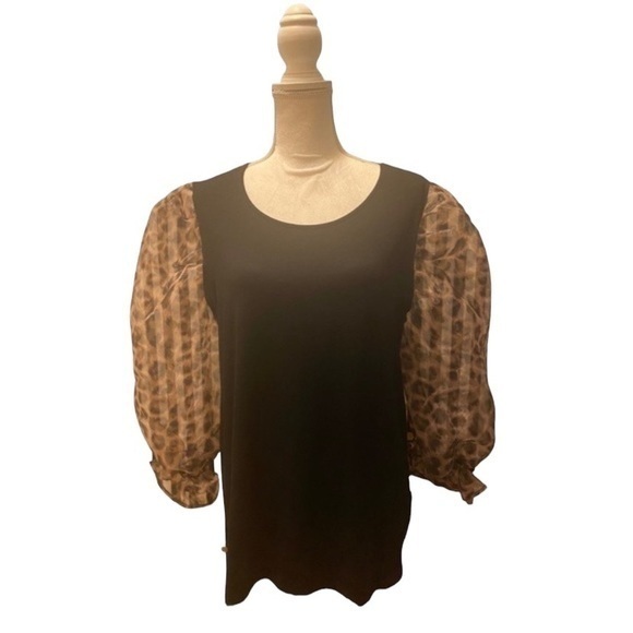 Ava James Puff sleeve leopard Top - Picture 1 of 5